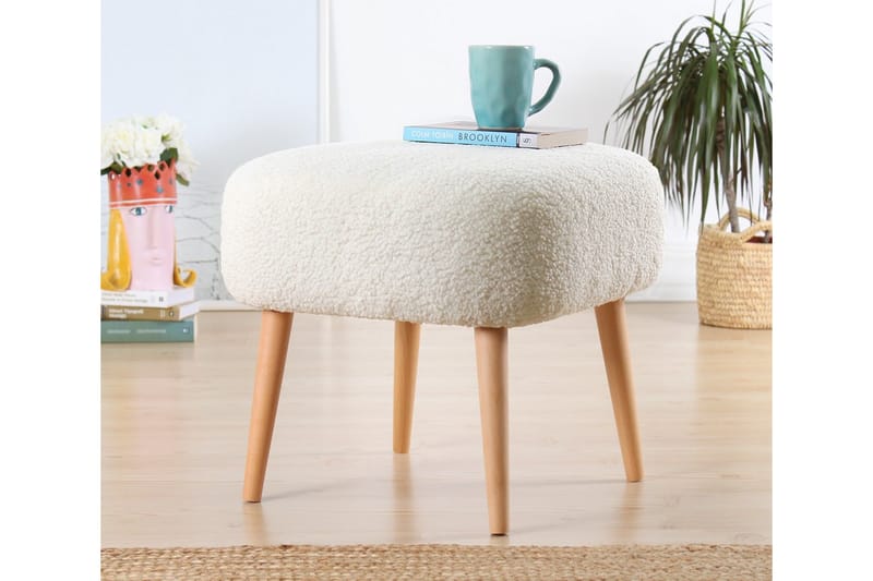 Anaro Sittpuff 45 cm Rektangulär - Vit - Sittpuff