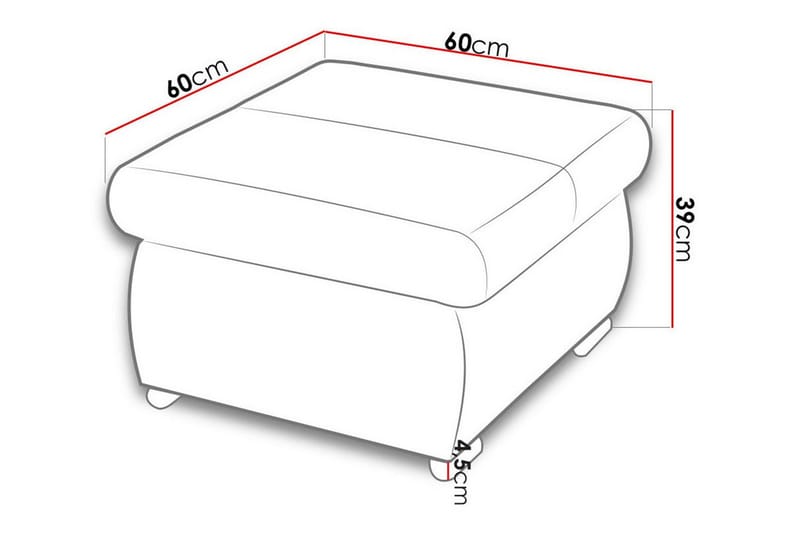 Cerys Fotpall 60 cm - Grå - Fotpall