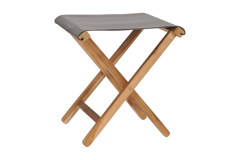 Hopfällbara stolar 2 st massiv teak och tyg mörkgrå - Grå - Fotpall med förvaring - Fotpall
