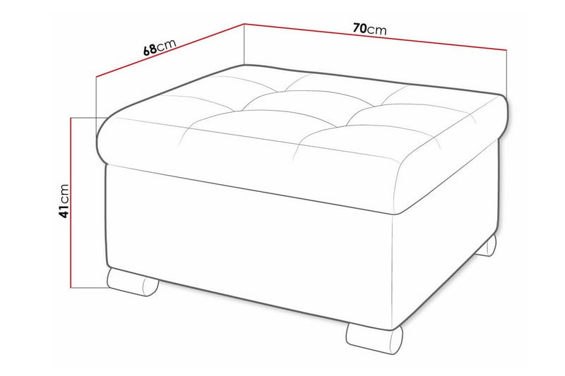 Trefor Fotpall 68 cm - Grå - Fotpall