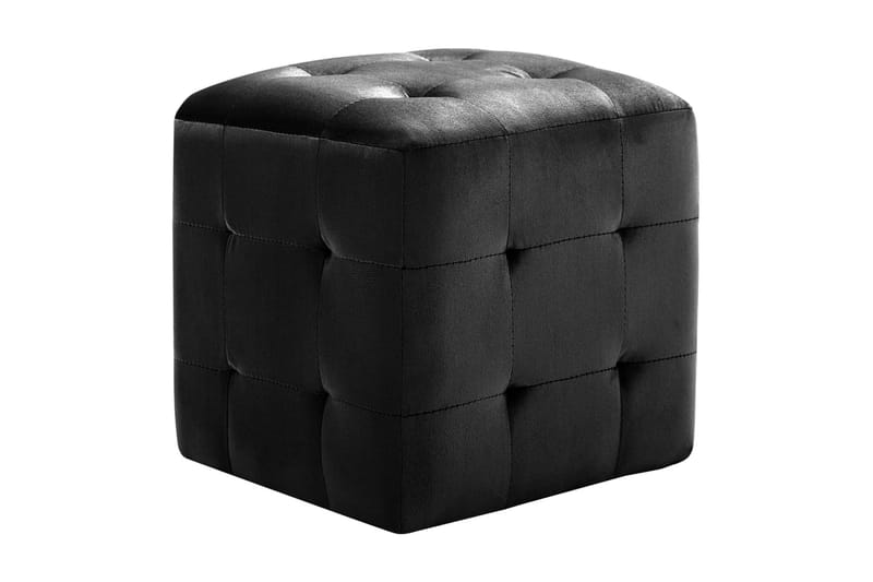 Sittpuff 2 st svart 30x30x30 cm sammetstyg - Svart - Sittpuff