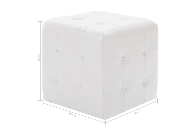 Sittpuff 2 st vit 30x30x30 cm konstläder - Vit - Sittpuff