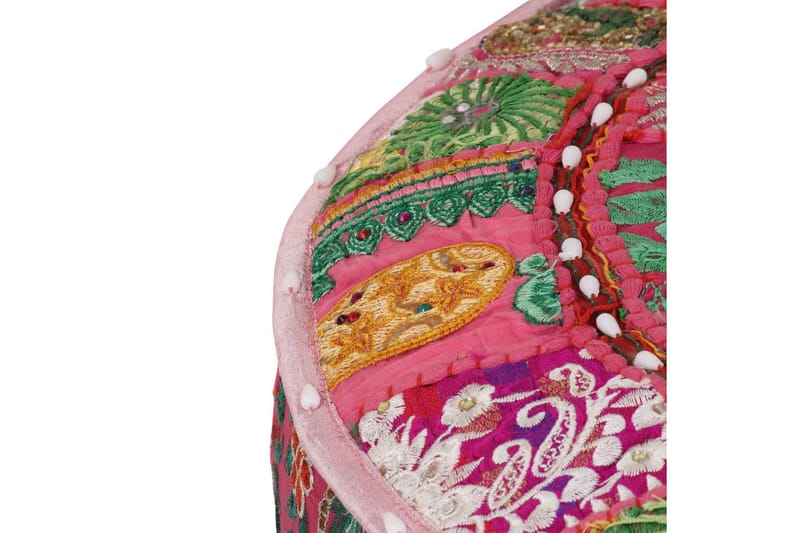 Sittpuff med lappmönster rund bomull handgjord 40x20 cm rosa - Rosa - Sittpuff - Marockansk sittpuff