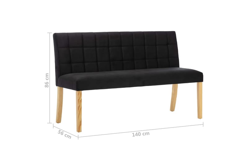 Bänk 140 cm svart tyg - Svart - Möbler - Stolar & fåtöljer - Sittbänk - Bänk med ryggstöd