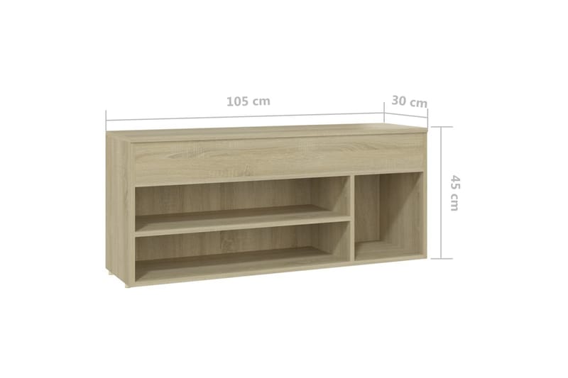 Skobänk sonoma-ek 105x30x45 cm spånskiva - Brun - Hallförvaring - Skobänk & skohylla med bänk