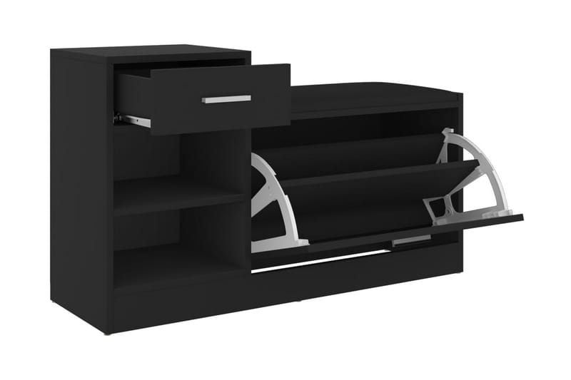 Skobänk svart 94,5x31x57 cm spånskiva - Svart - Hallförvaring - Skobänk & skohylla med bänk