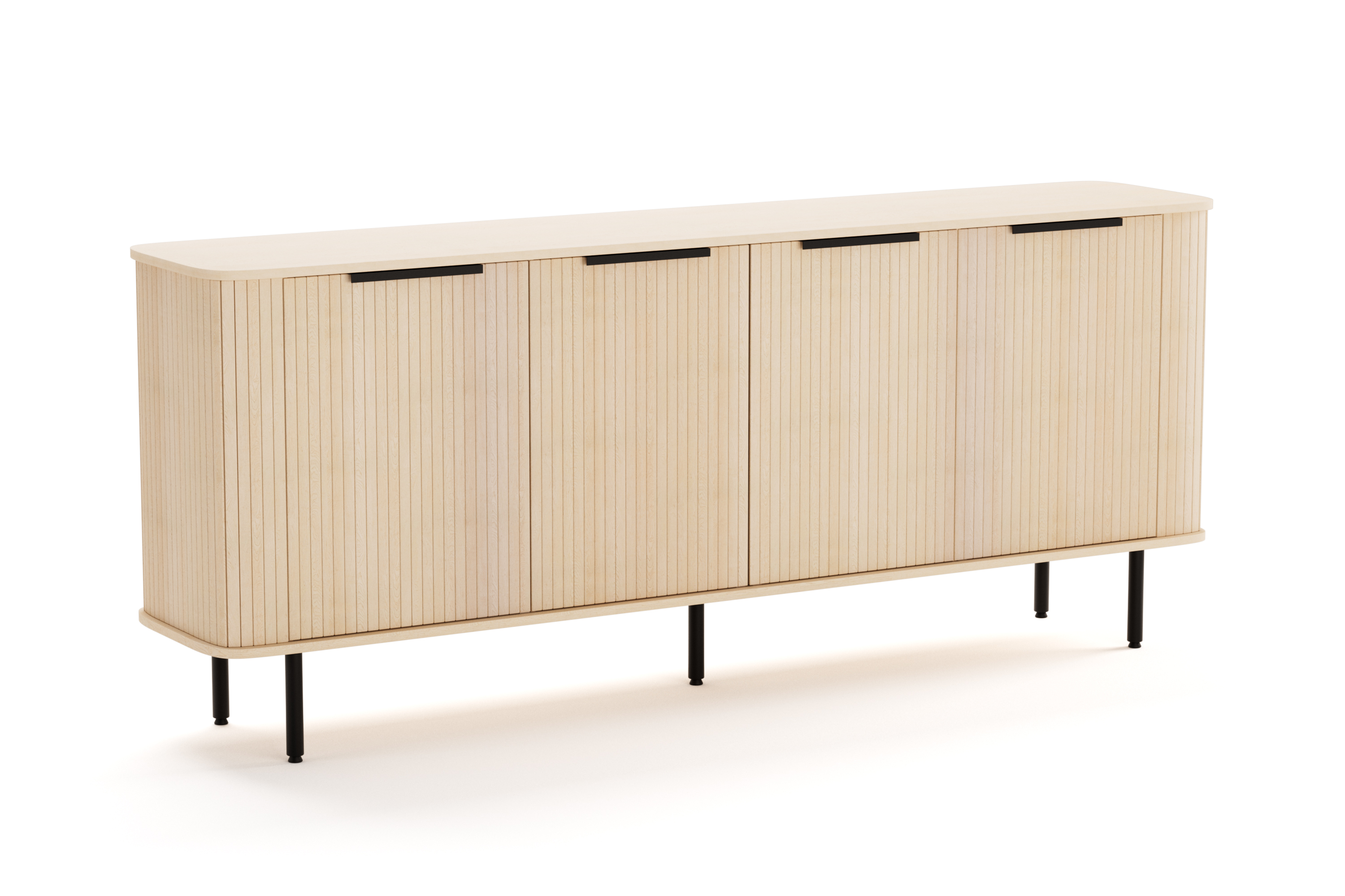 Kopparbo Ribbad Sideboard med Förvaring - Vitlaserad / Ljus Ek Trä KPBSB-210WW