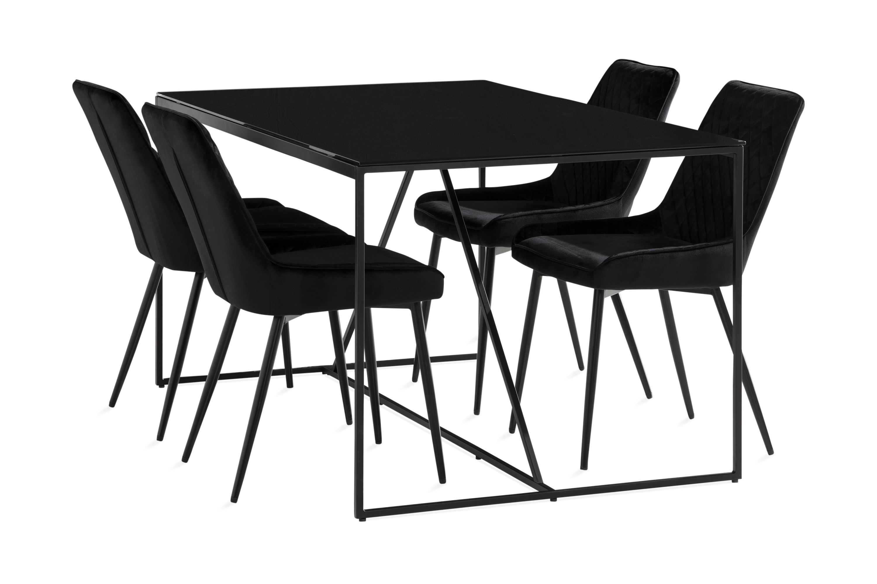 REA/Black Friday Indy Matgrupp 140 cm inkl 4 Hennebyn Stolar - Svart Matgrupper Glas