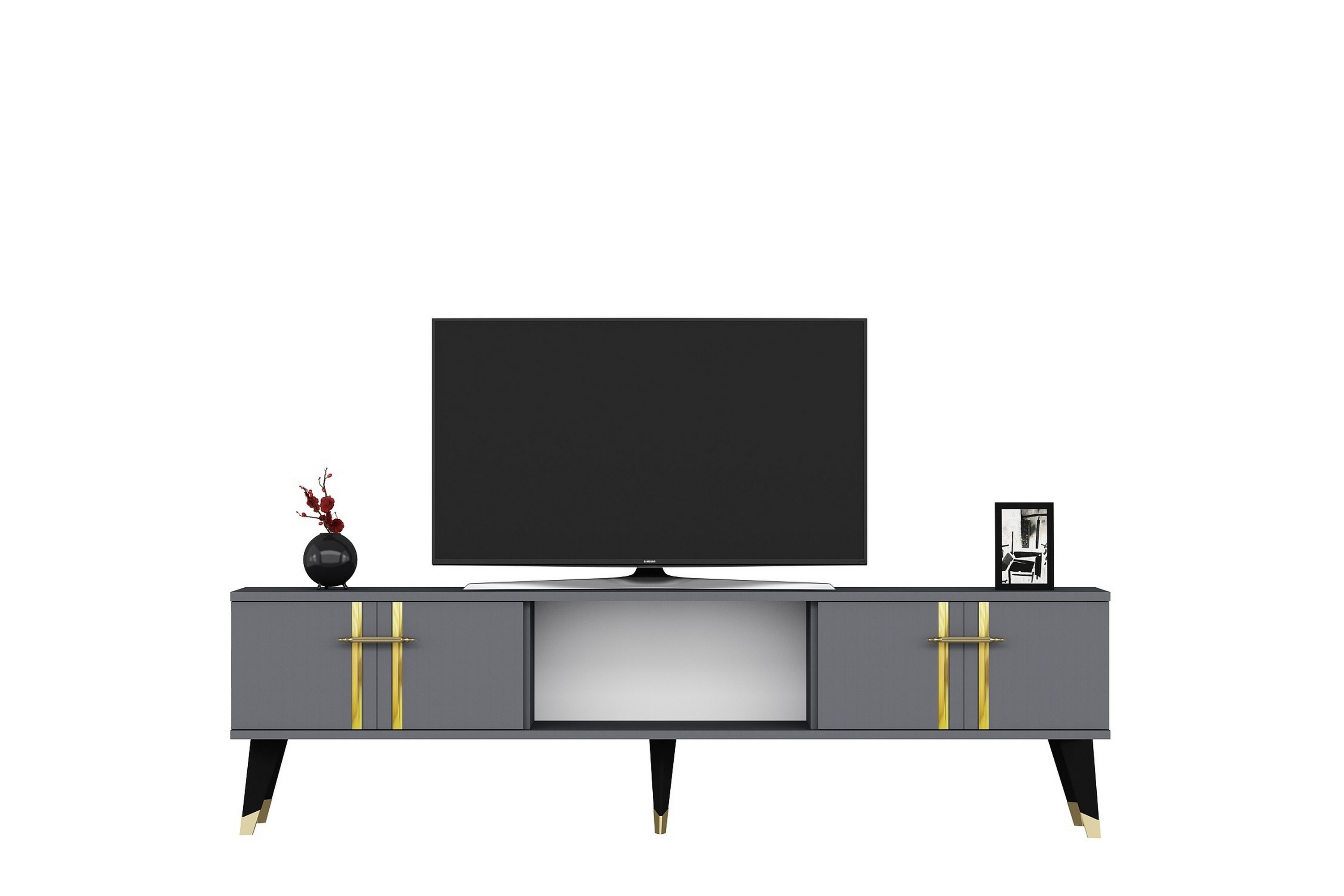 Harsum Tv-bänk 150 cm - Antracit/Guld 475OLV2696