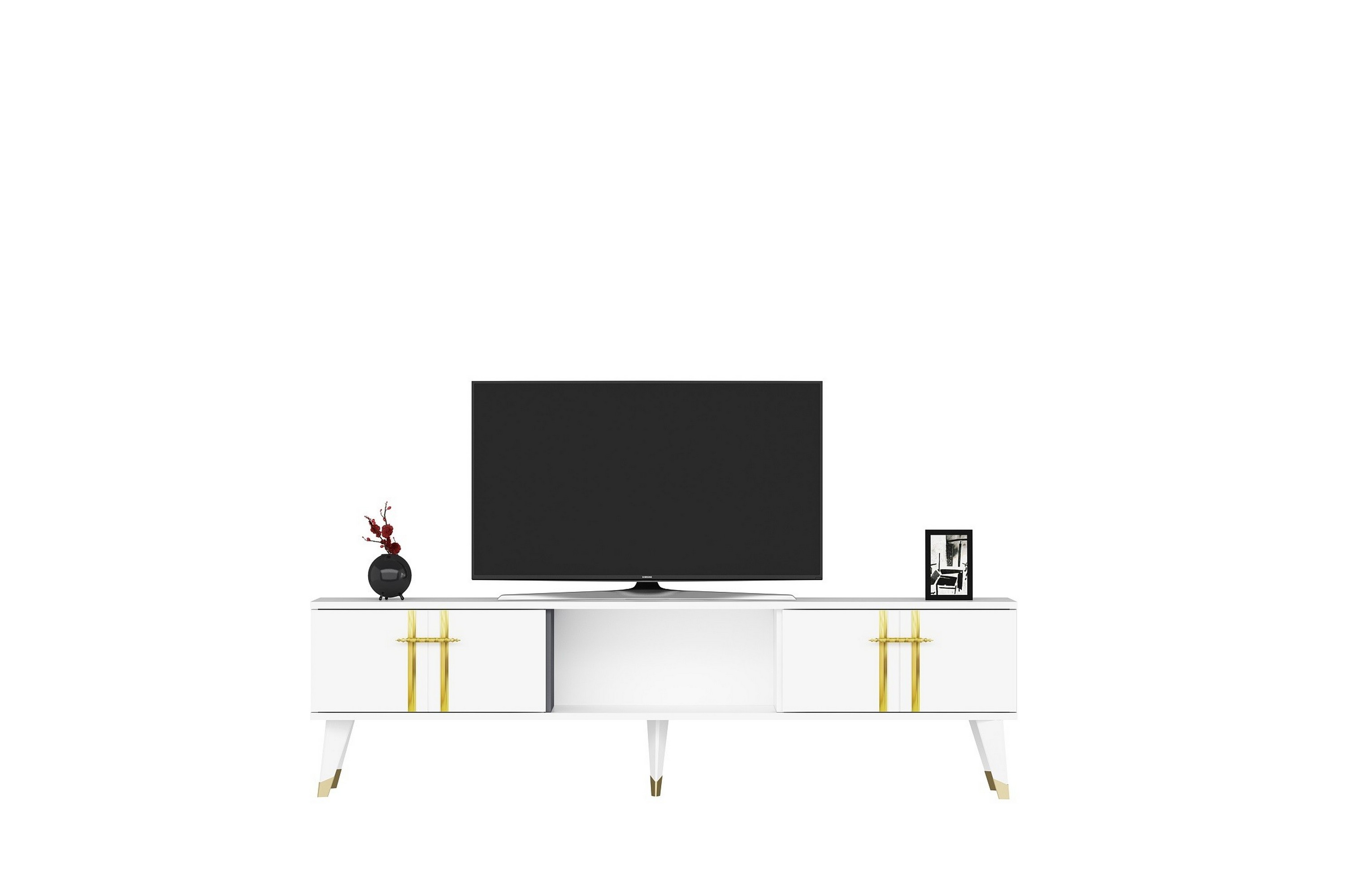 Harsum Tv-bänk 150 cm - Vit/Guld 475OLV2698