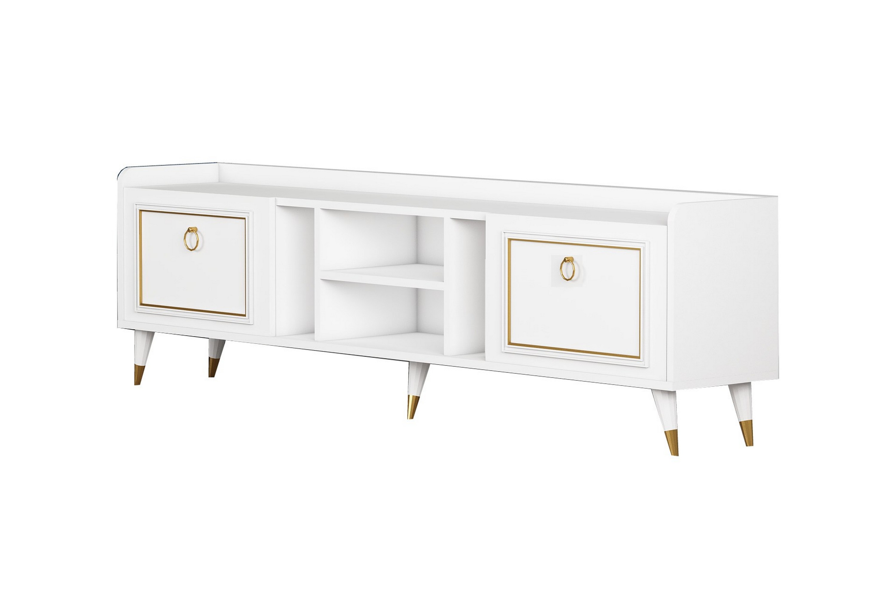 Rudy Tv-bänk 180x35 cm Vit/Guld - Hanah Home 505CRL1721