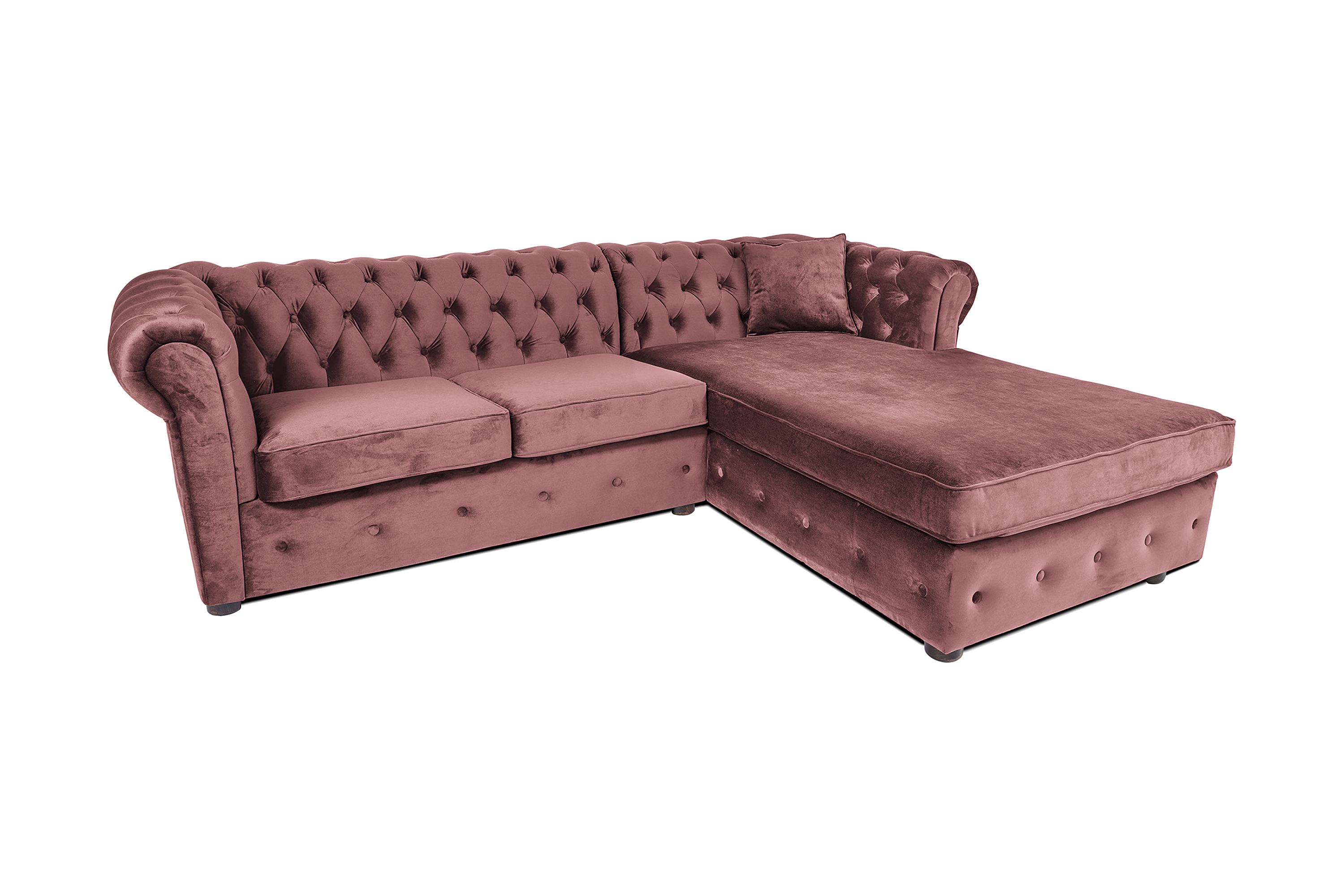 Chesterfield Kristin Bäddsoffa m. Divan - Rosa 11309