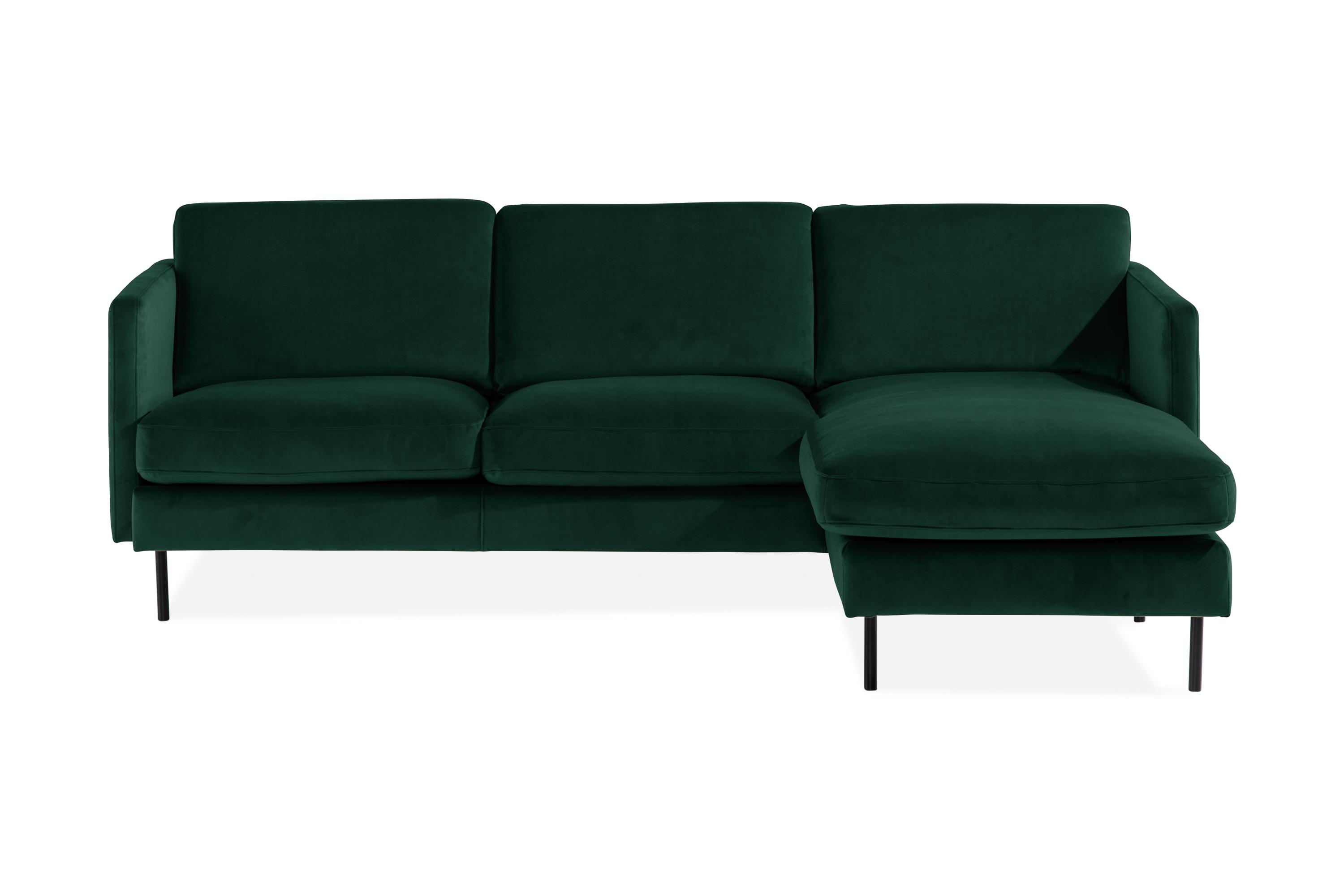 Teodin Sammetssoffa 2-sits med Divan Höger - Grön 6BTD-0029-S7