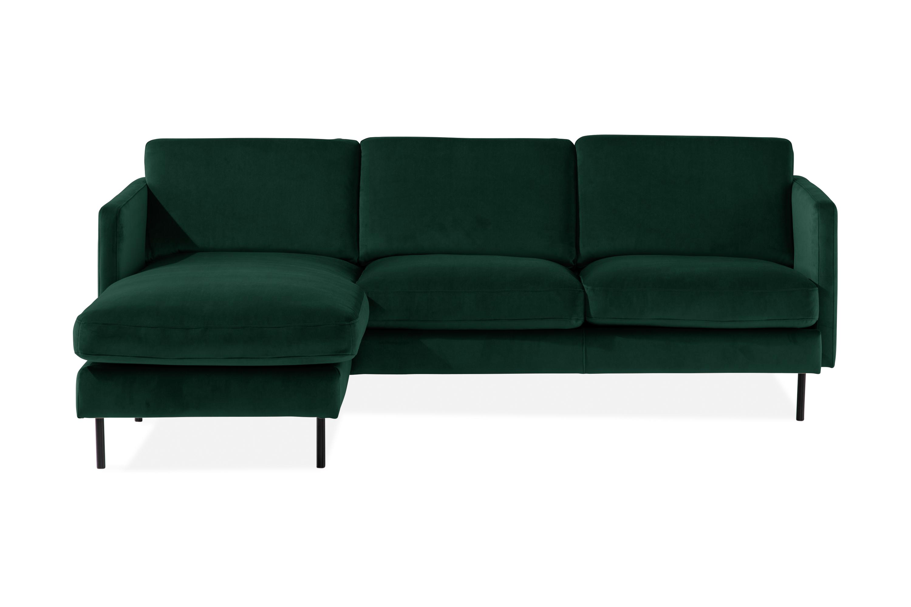 Teodin Sammetssoffa 2-sits med Divan Vänster - Grön 6BTD-0027-S7