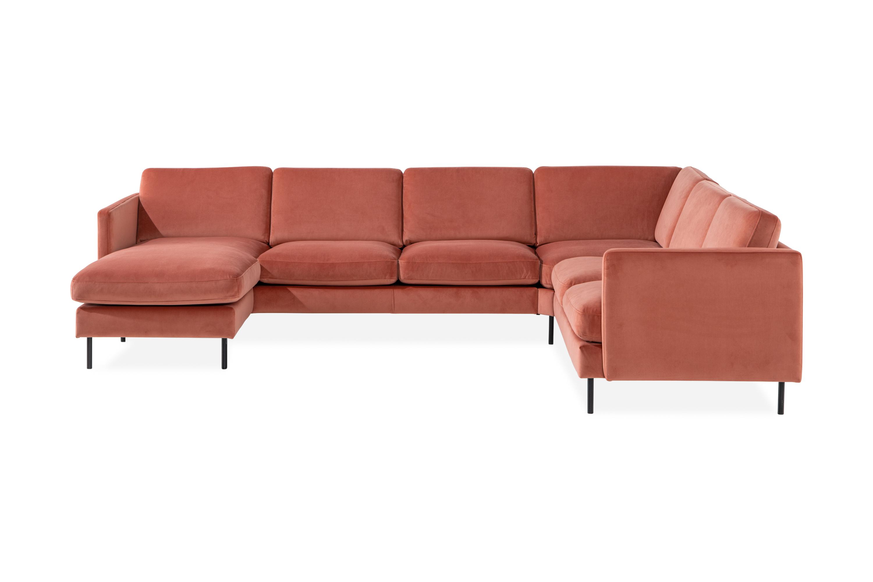 Teodin Hörnsoffa med Divan Vänster Sammet - Rosa 6BTD-0010-S12