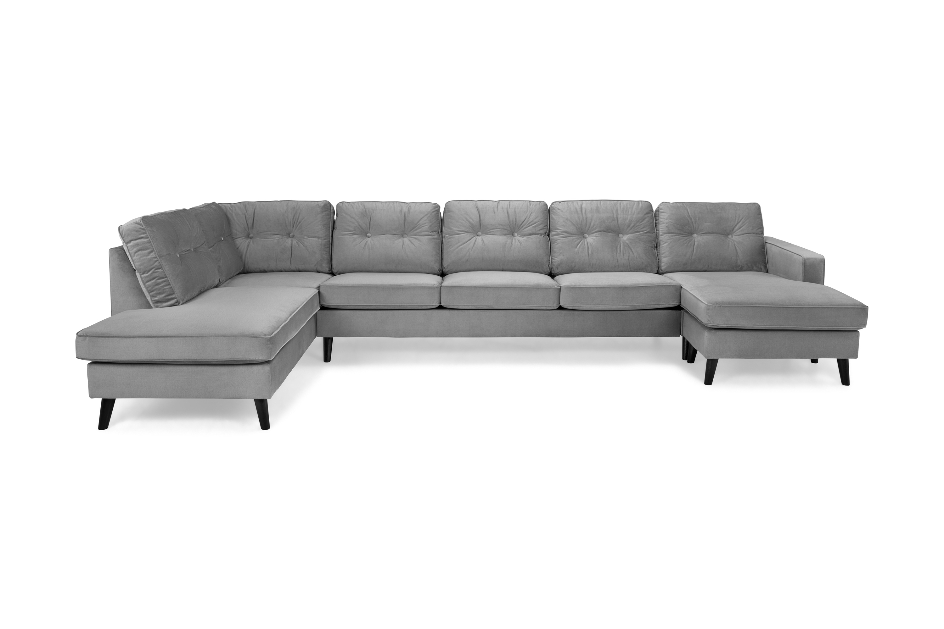 Concept 55 Monroe U-soffa Large med Divan Höger Sammet - Ljusgrå 657944