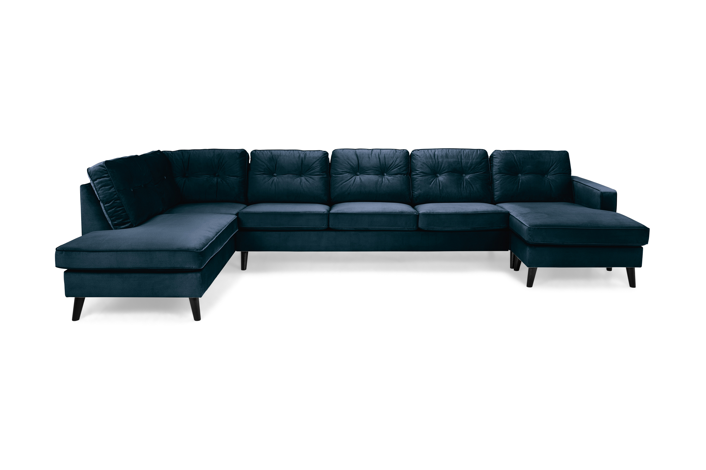 Concept 55 Monroe U-soffa Large med Divan Höger Sammet - Midnattsblå 657942