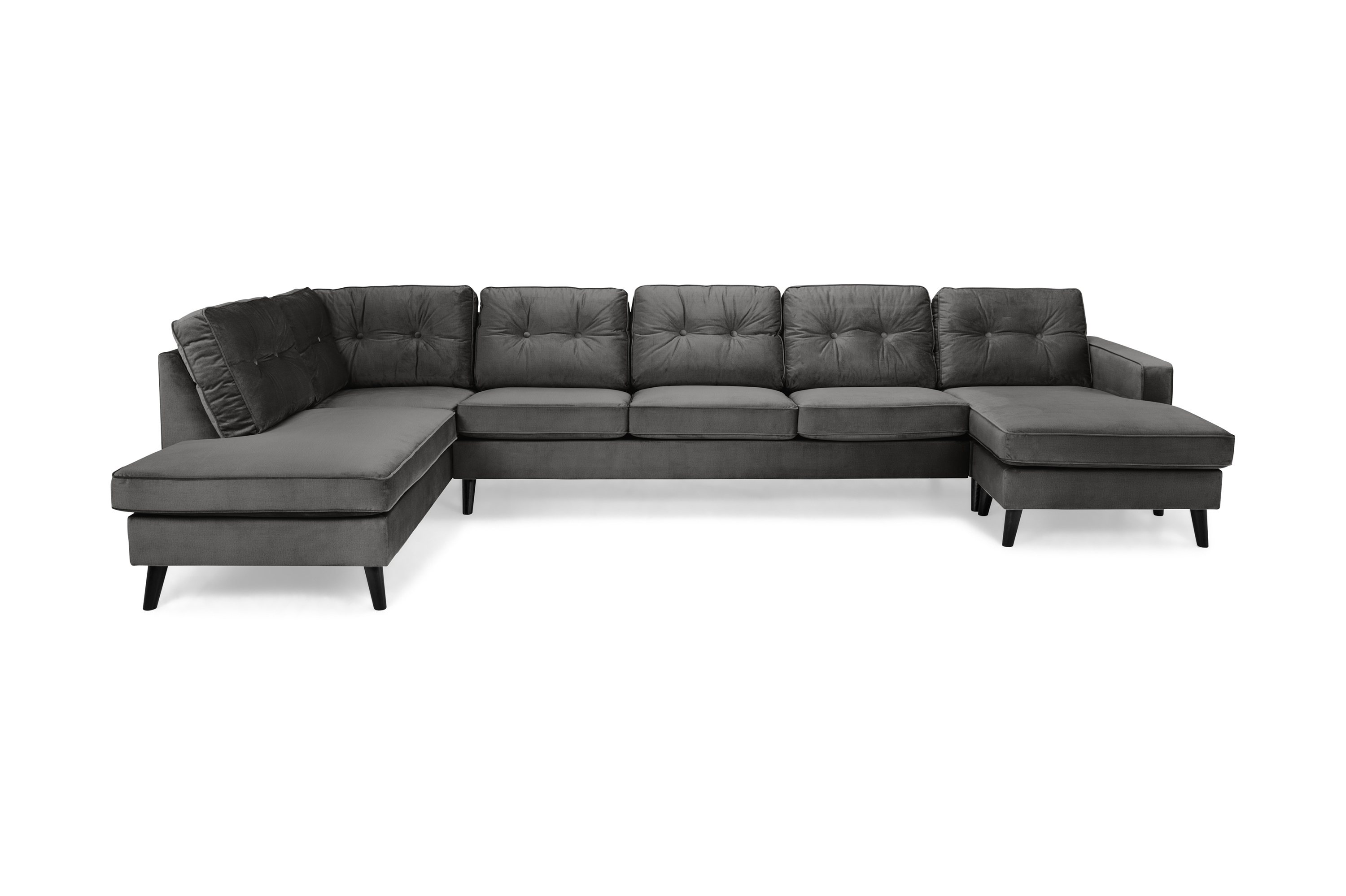 Concept 55 Monroe U-soffa Large med Divan Höger Sammet - Mörkgrå 657943