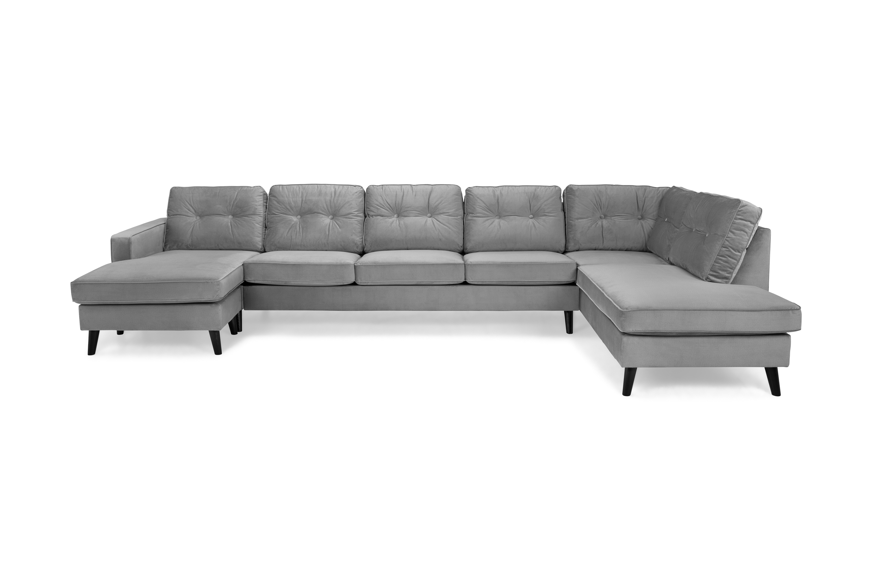 Concept 55 Monroe U-soffa Large med Divan Vänster Sammet - Ljusgrå 657938