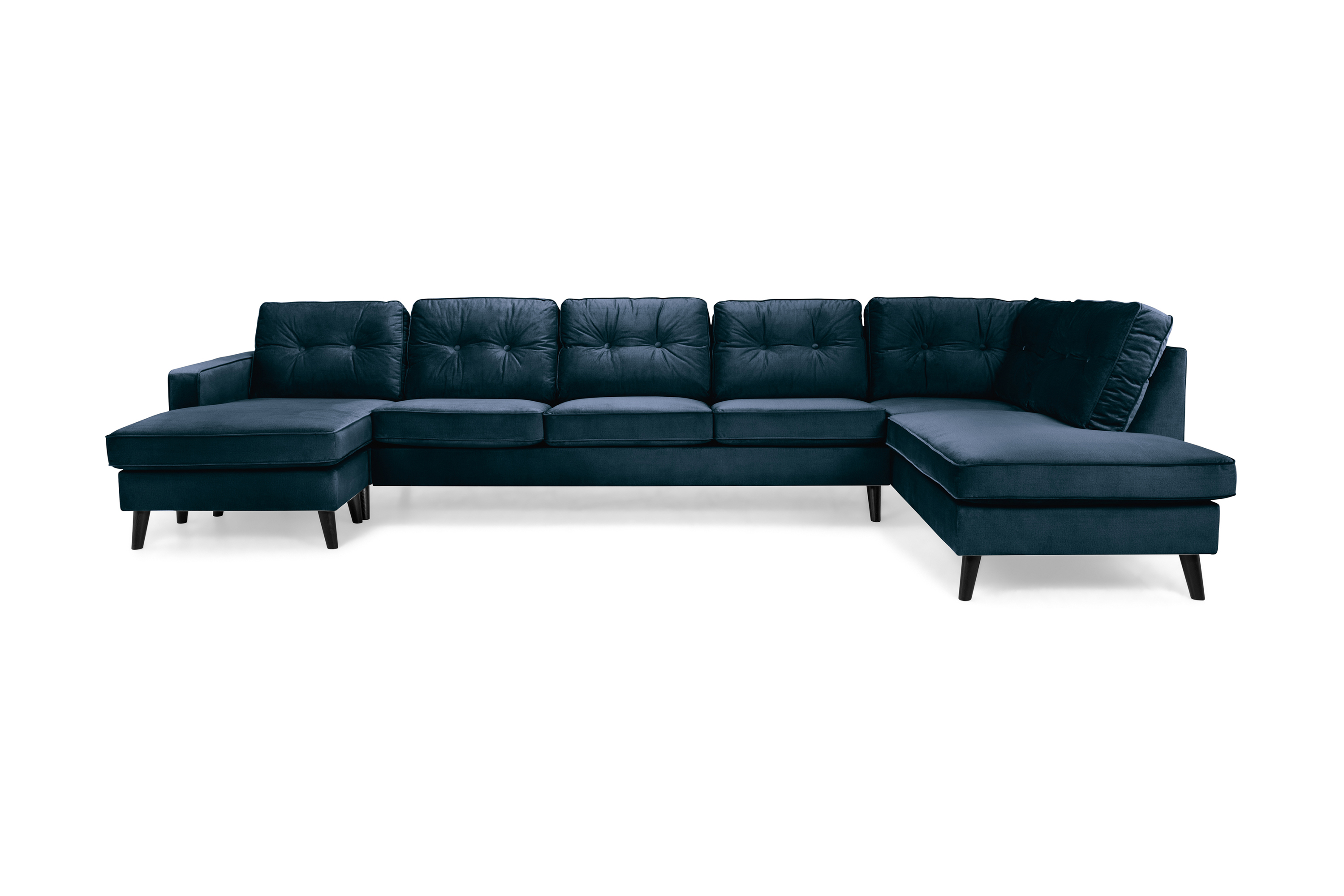 Concept 55 Monroe U-soffa Large med Divan Vänster Sammet - Midnattsblå 657936