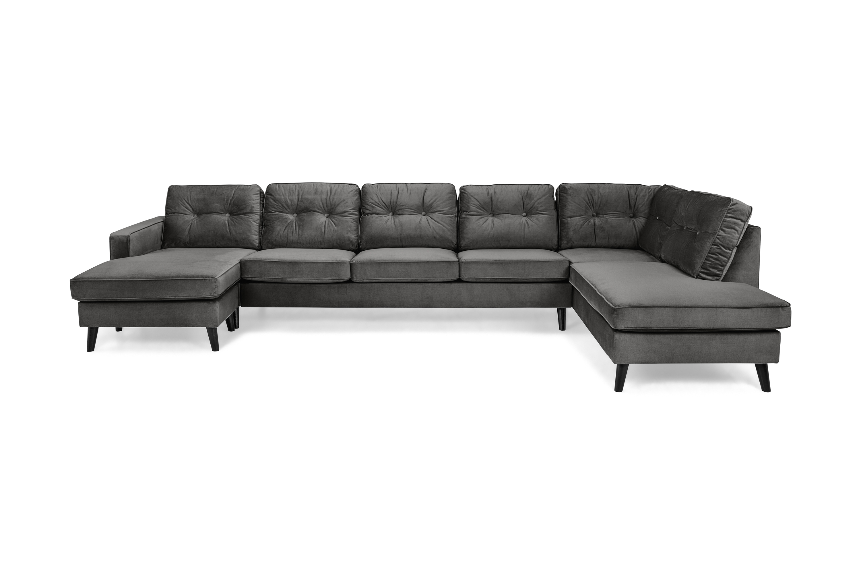 Concept 55 Monroe U-soffa Large med Divan Vänster Sammet - Mörkgrå 657937