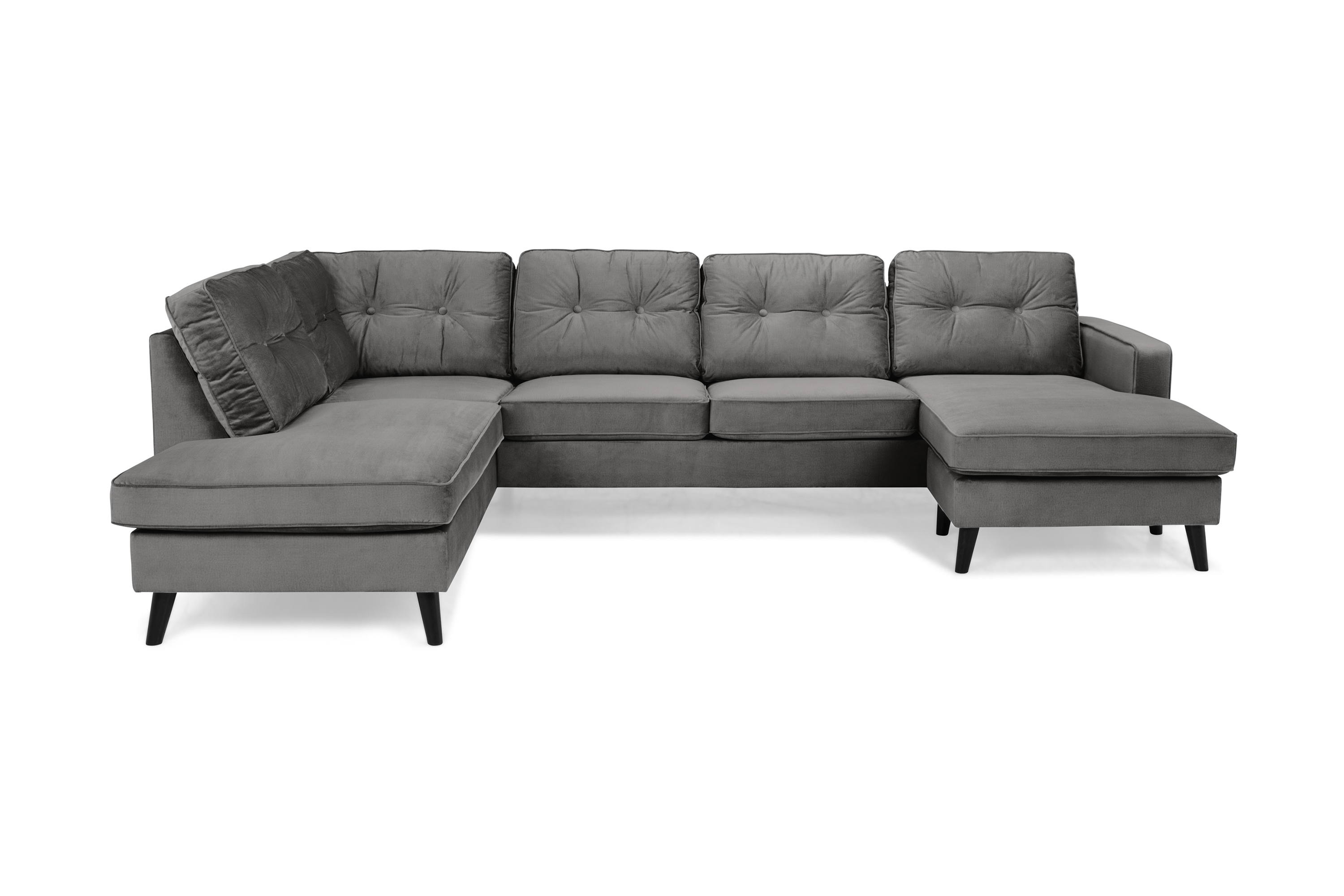 Concept 55 Monroe U-soffa med Divan Höger Sammet - Mörkgrå 657949