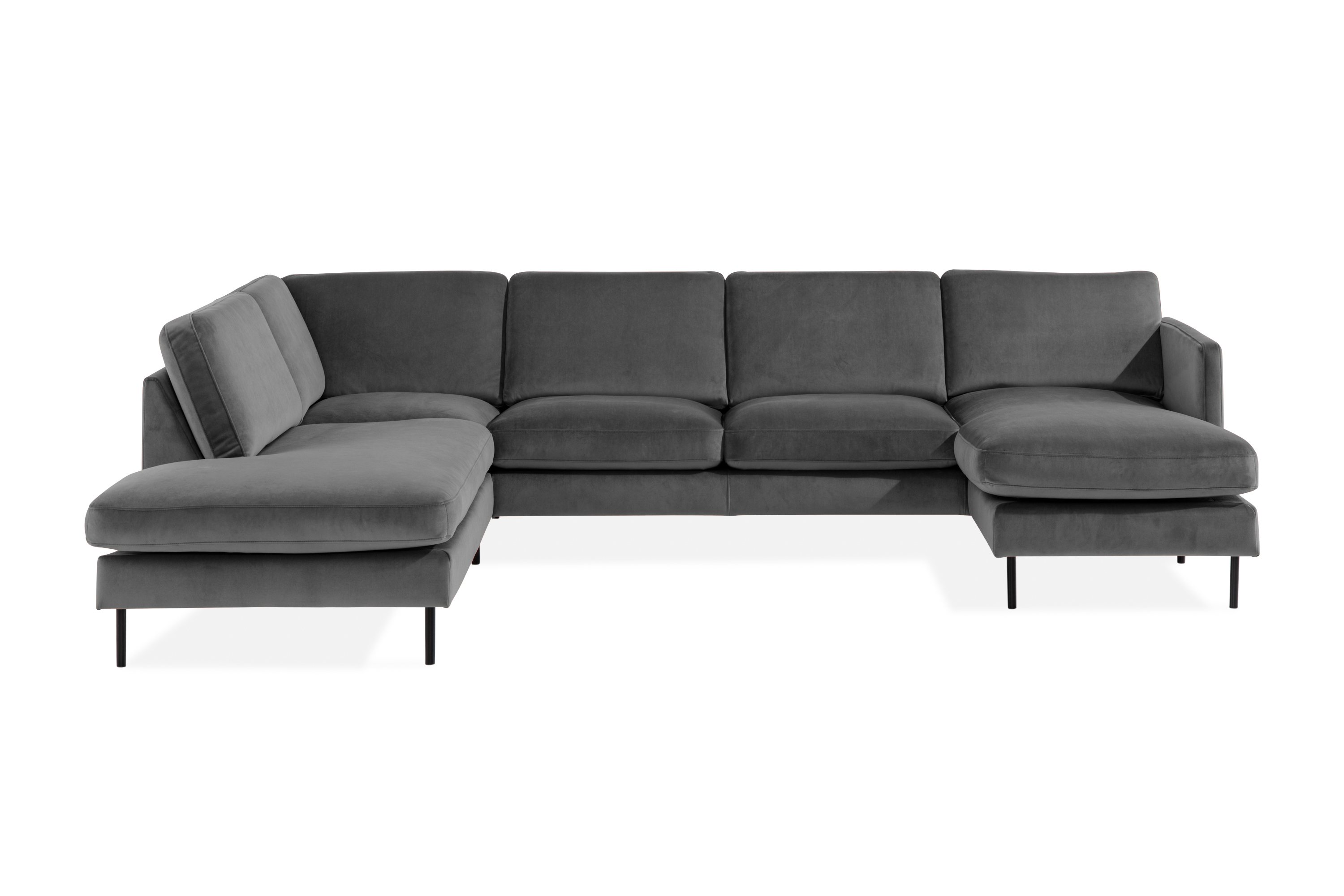 Teodin U-soffa med Divan Sammet Höger - Ljusgrå 6BTD-0006-S18