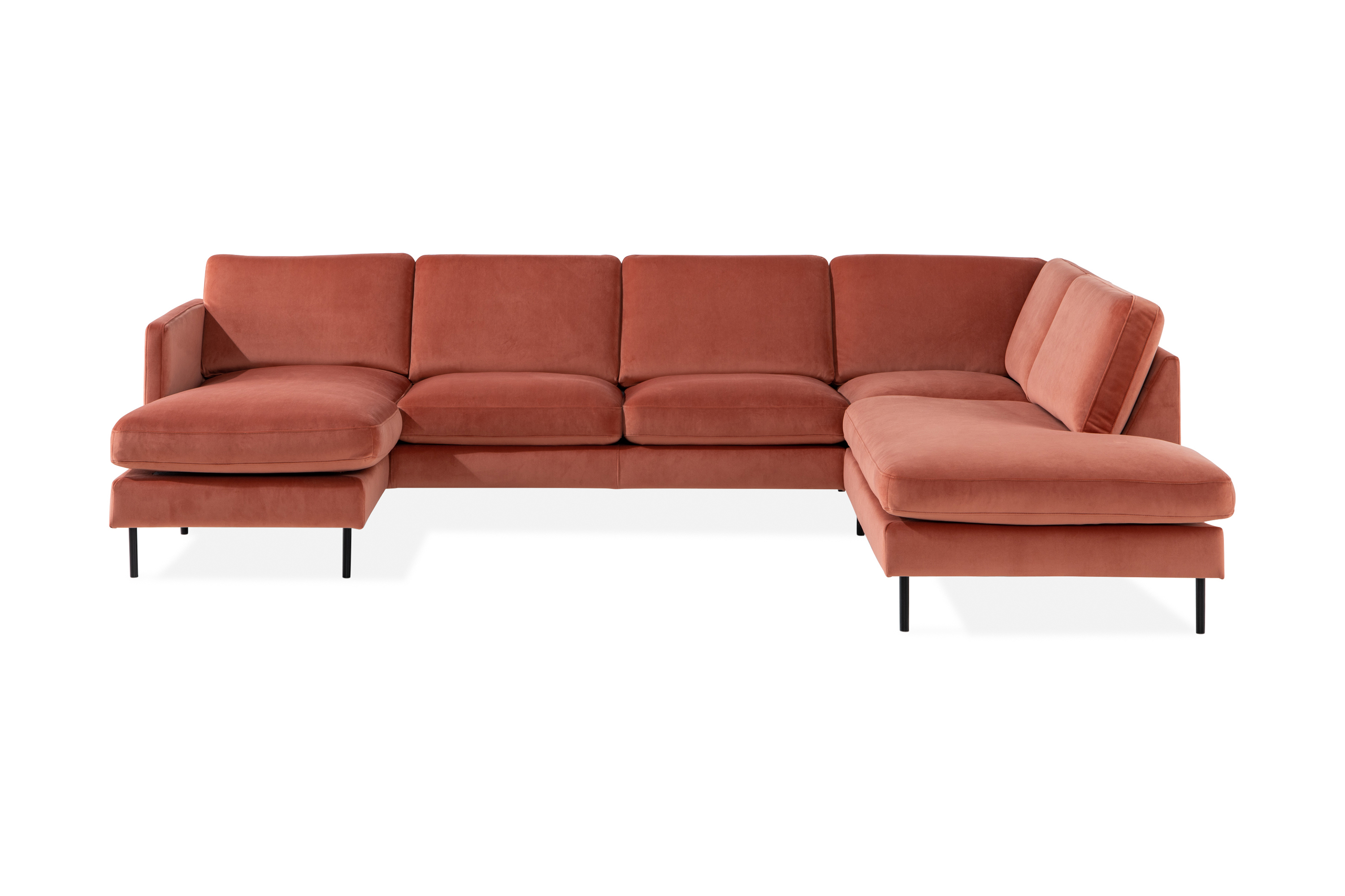 Teodin U-soffa med Divan Sammet Vänster - Rosa 6BTD-0008-S12