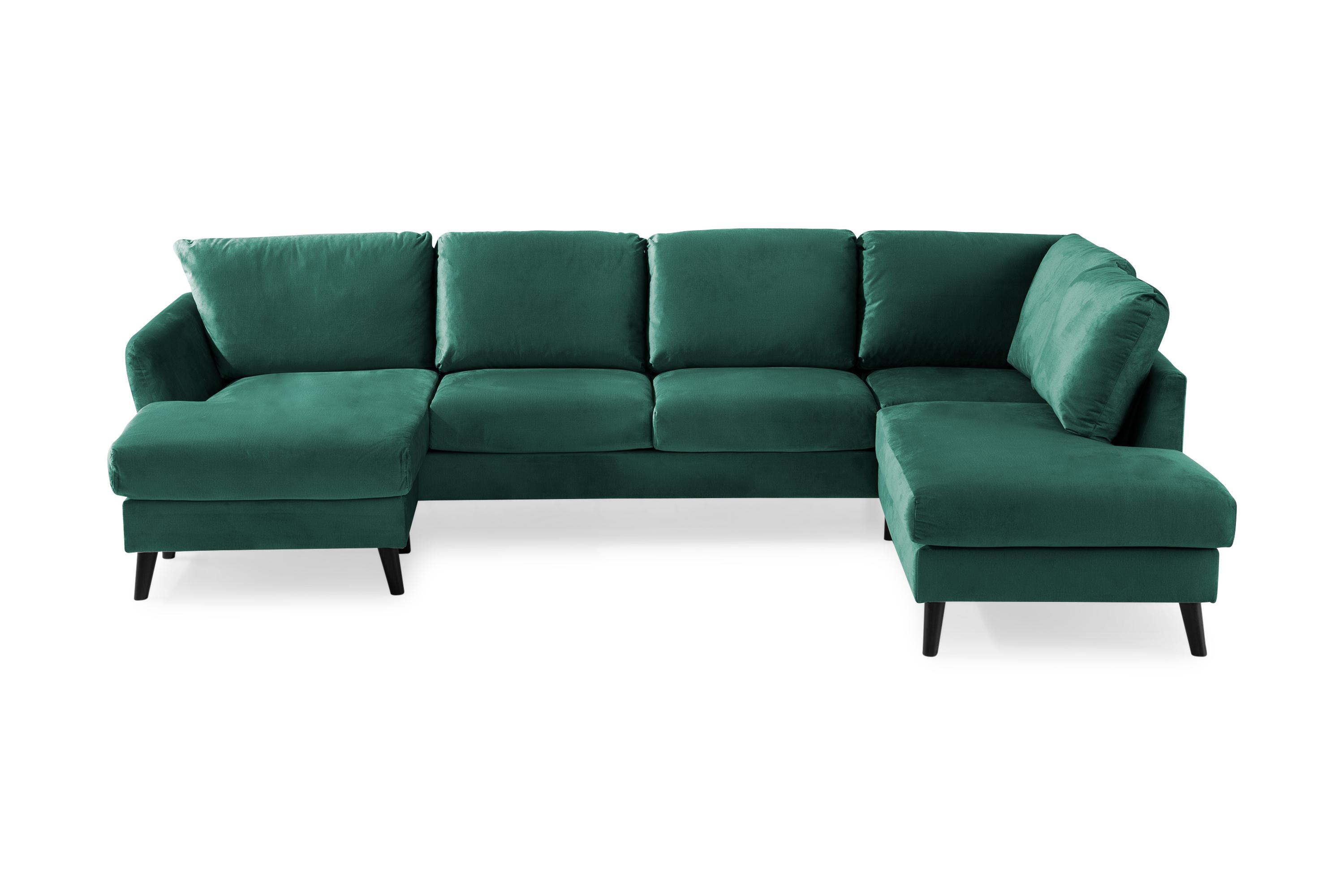 Concept 55 Trend U-soffa med Divan Vänster Sammet - Grön 657988