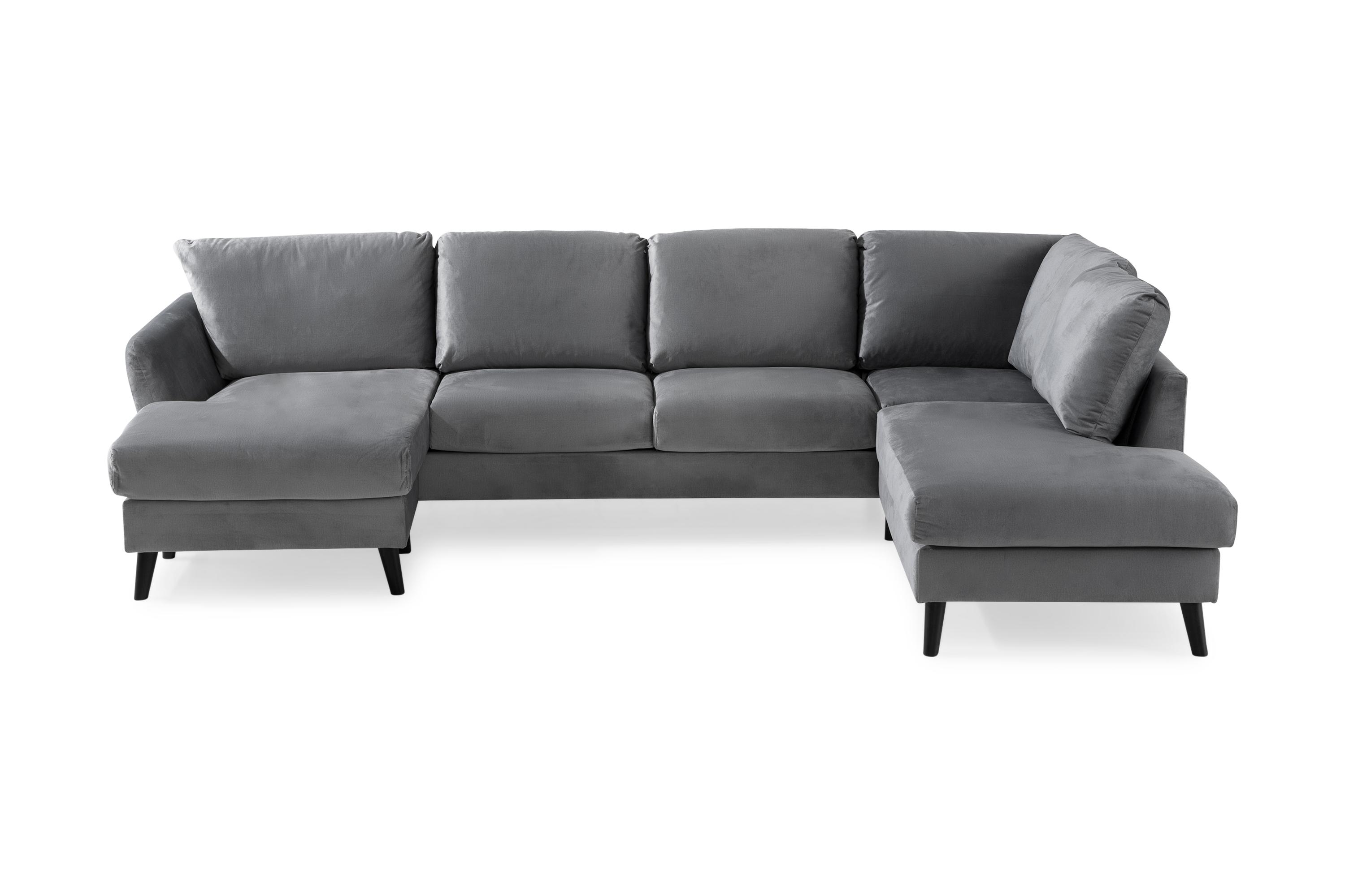 Concept 55 Trend U-soffa med Divan Vänster Sammet - Ljusgrå 657986