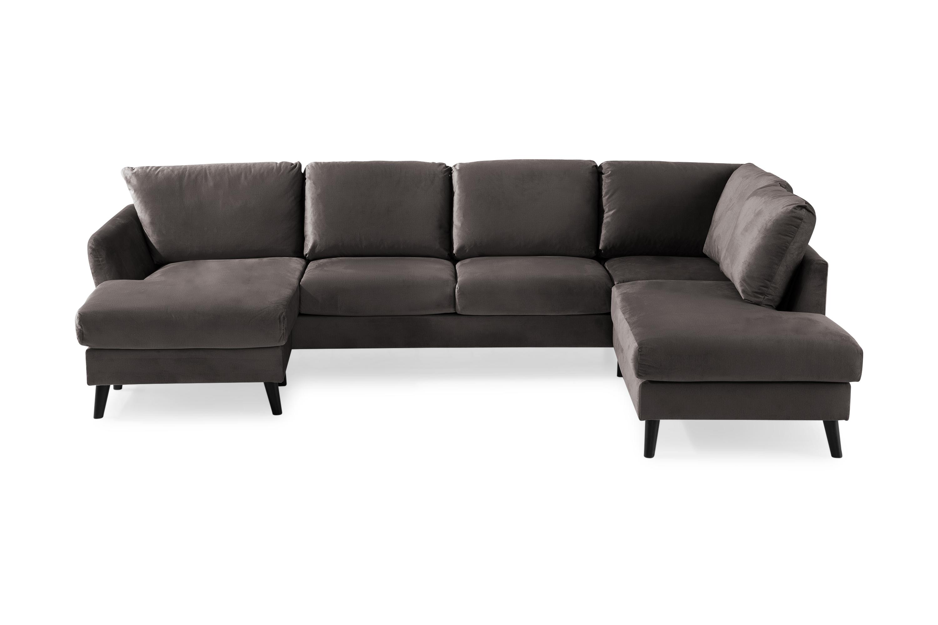 Concept 55 Trend U-soffa med Divan Vänster Sammet - Mörkgrå 657985