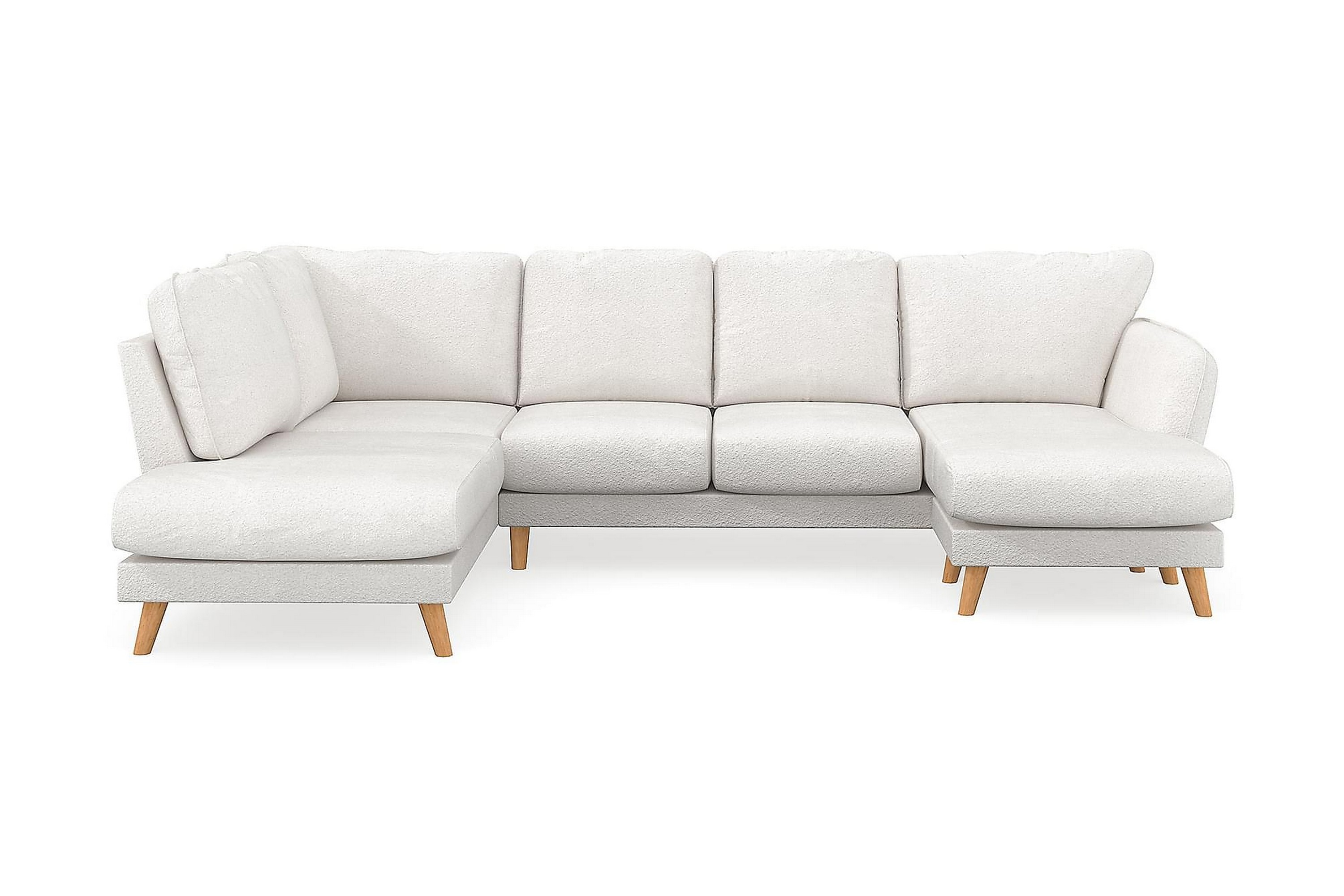 Trend Lyx U-soffa med Divan Höger - Vit|Bouclé