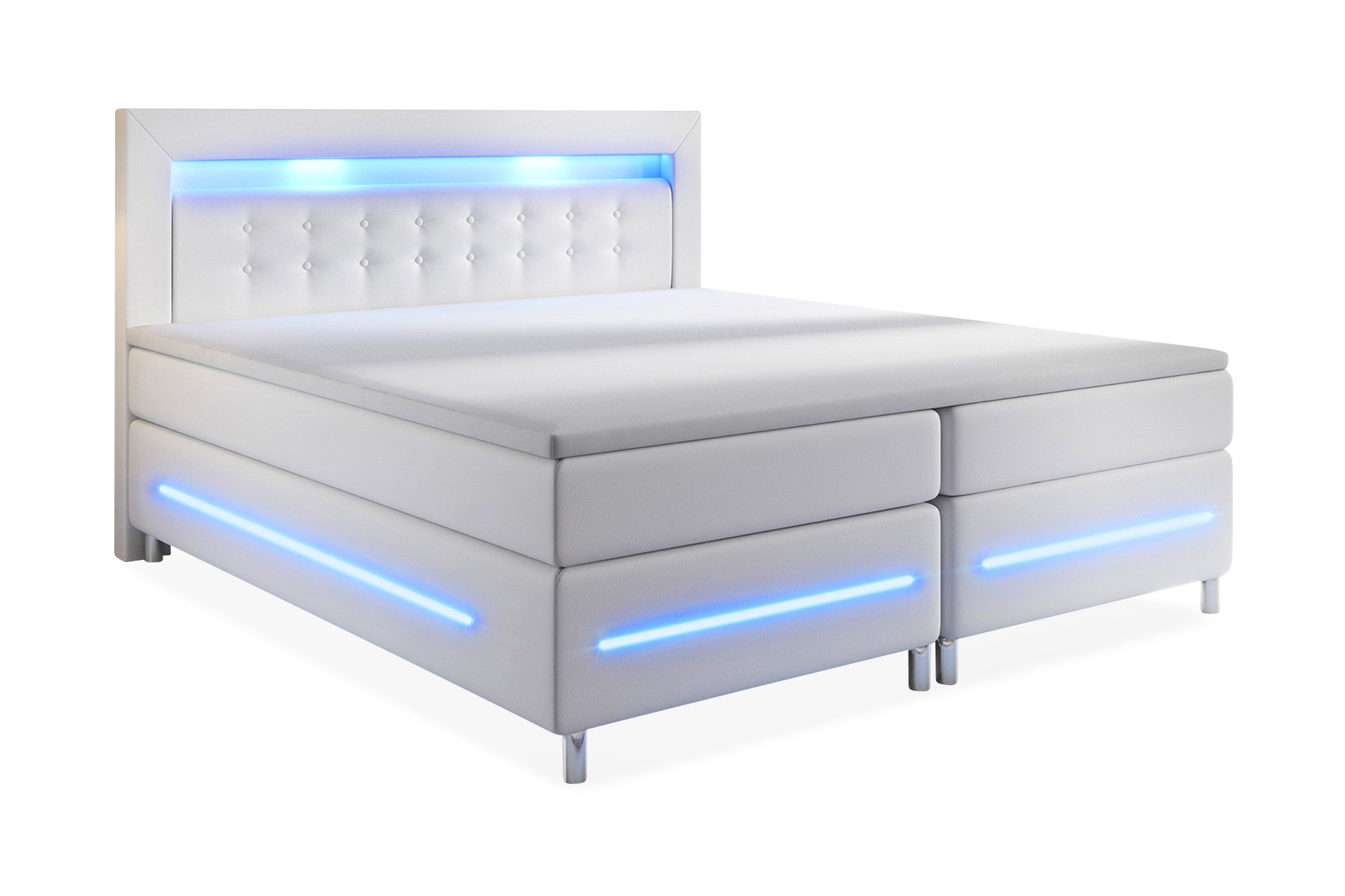 Cloud47 Modena Lyx Sängpaket 140x200 LED-belysning - Vit Boxspring Milano 2 LED 140/200