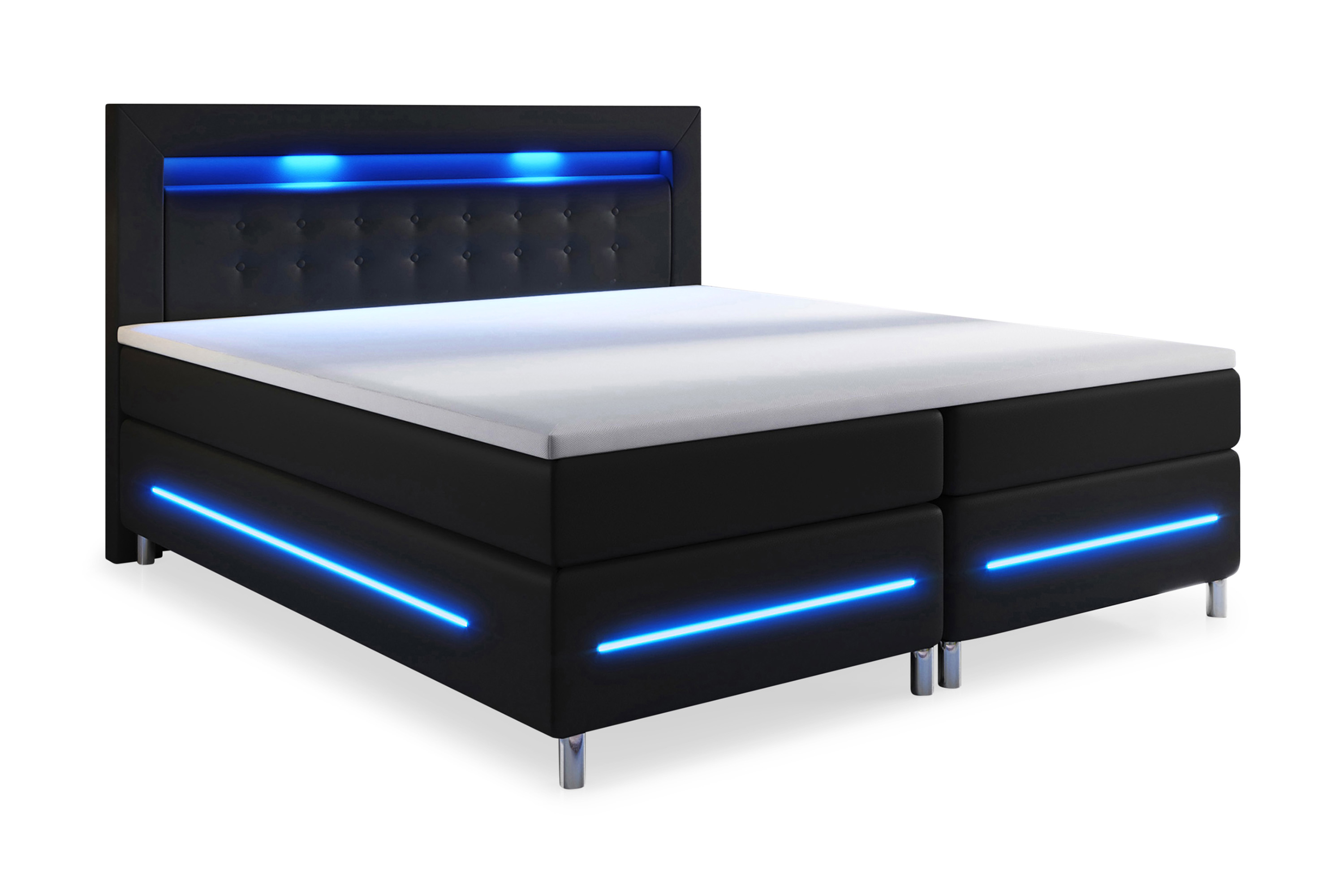 Cloud47 Modena Lyx Sängpaket 160x200 LED-belysning - Svart Boxspring Milano 2 LED 160/200