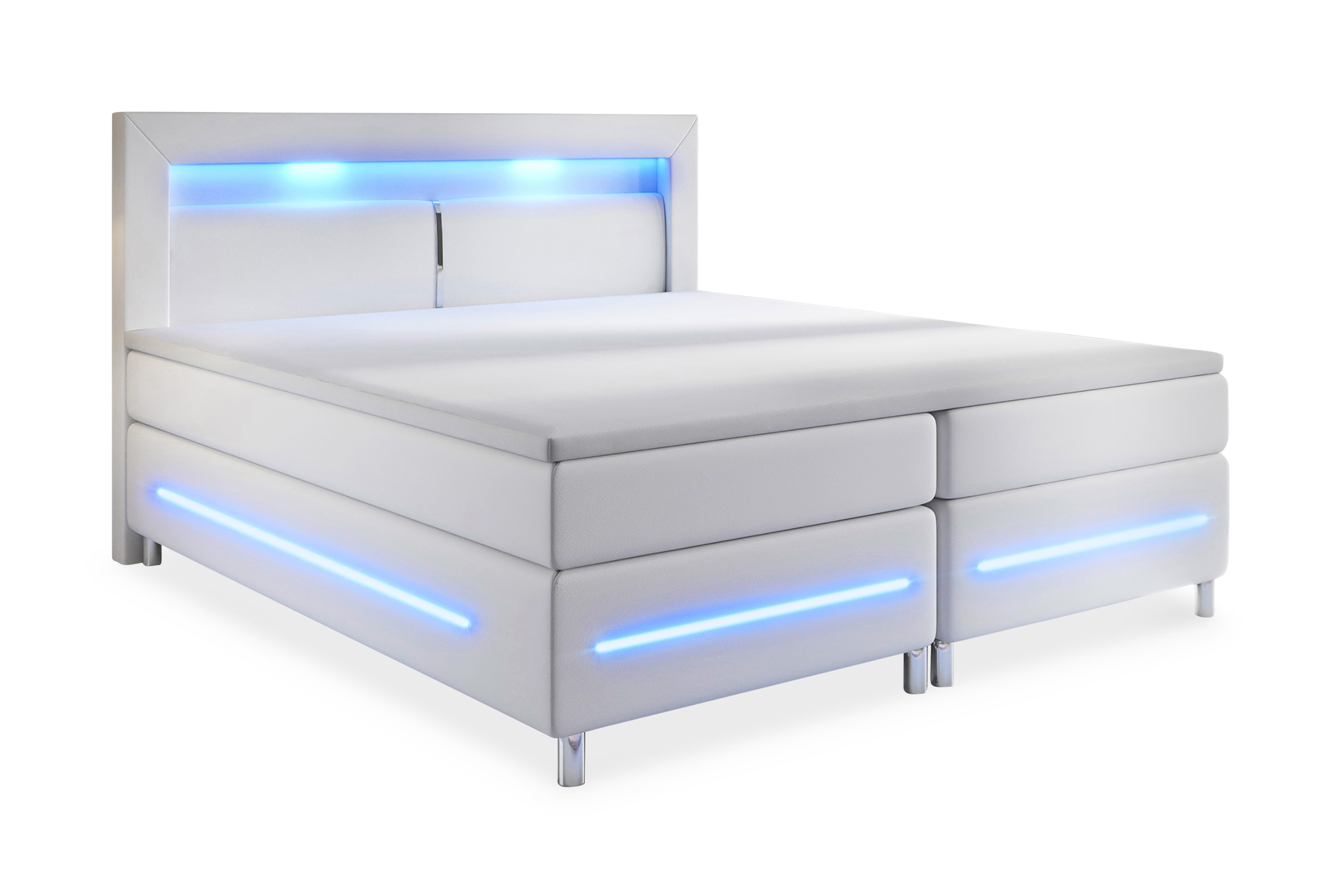 Cloud47 Modena Lyx Sängpaket 160x200 LED-belysning - Vit Boxspring Milano LED 160/200 w