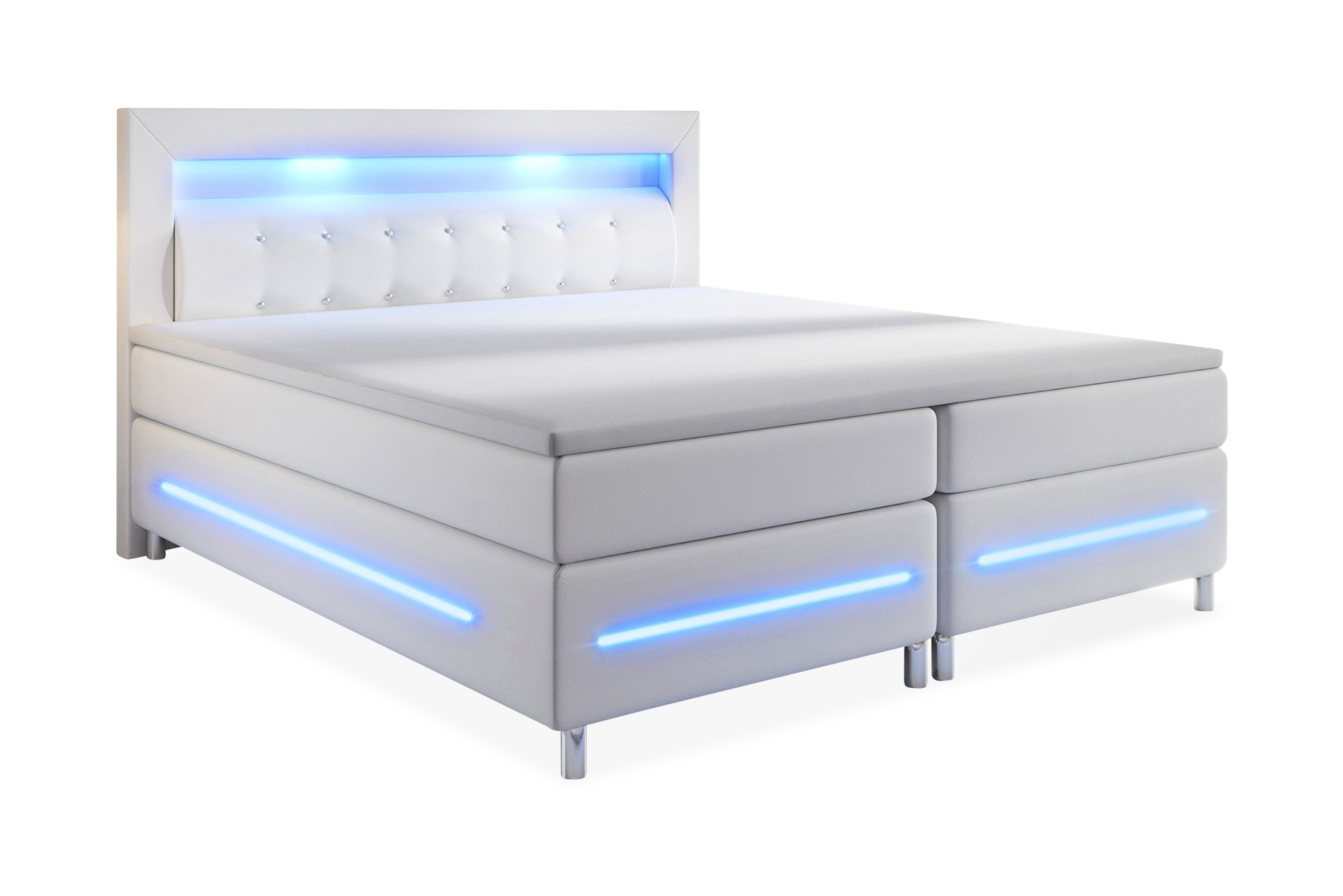 Cloud47 Modena Lyx Sängpaket 180x200 LED-belysning - Vit Boxspring Milano3 LED 180/200