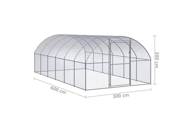 Hönsbur för utomhusbruk 3x6x2 m galvaniserat stål - Silver - Hönshus - För djuren - Hönsgård