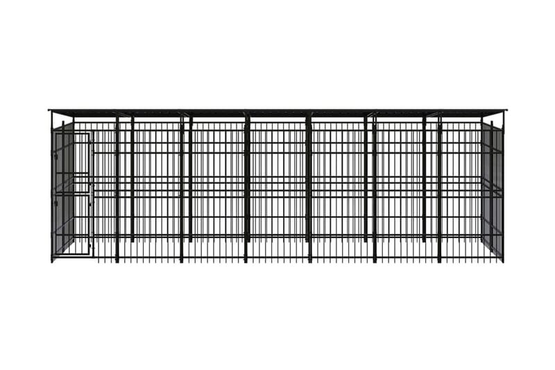 Hundgård för utomhusbruk ståltak 12,9 m² - Svart - Hundmöbler - Hundgrind & hundstaket - Hundkoja & hundgård