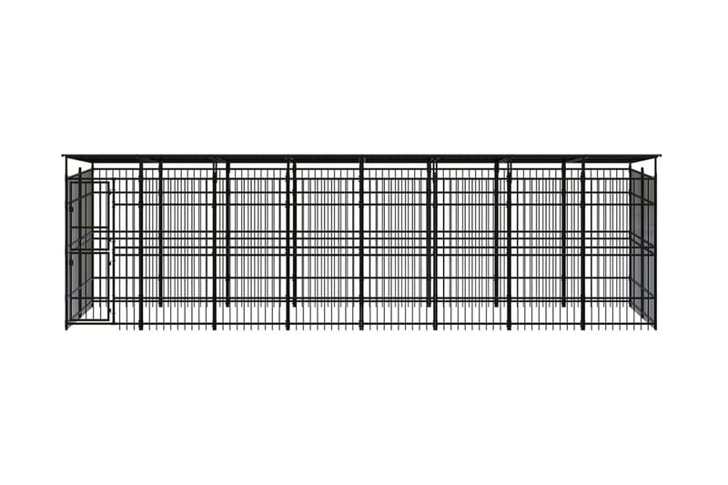 Hundgård för utomhusbruk ståltak 14,75 m² - Svart - Hundmöbler - Hundgrind & hundstaket - Hundkoja & hundgård