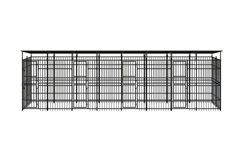 Hundgård för utomhusbruk ståltak 14,75 m² - Svart - Hundmöbler - Hundgrind & hundstaket - Hundkoja & hundgård