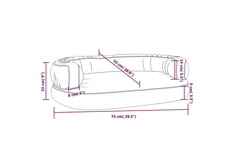 Ergonomisk hundbädd brun 75x53 cm konstläder - Brun - Hundbädd & hundsäng - Hundmöbler