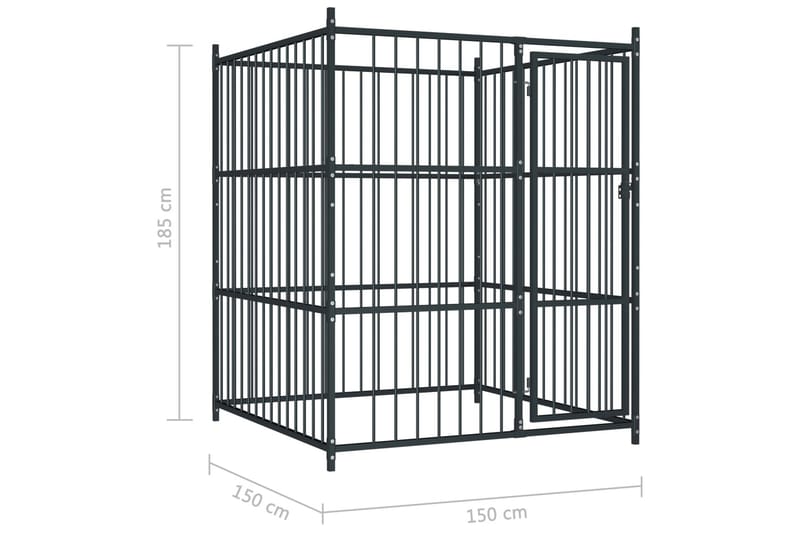 Hundgård för utomhusbruk 150x150x185 cm - Svart - Hundmöbler - Hundkoja & hundgård