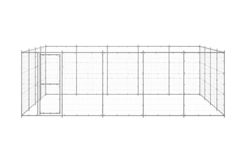 Hundgård för utomhusbruk galvaniserat stål 24,2 m² - Silver - Hundmöbler - Hundgrind & hundstaket - Hundkoja & hundgård