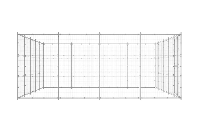 Hundgård för utomhusbruk galvaniserat stål 24,2 m² - Silver - Hundmöbler - Hundgrind & hundstaket - Hundkoja & hundgård