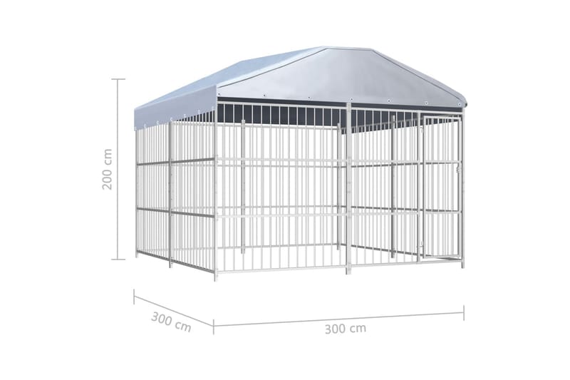 Hundgård för utomhusbruk med tak 300x300x200 cm - Silver - Hundmöbler - Hundkoja & hundgård
