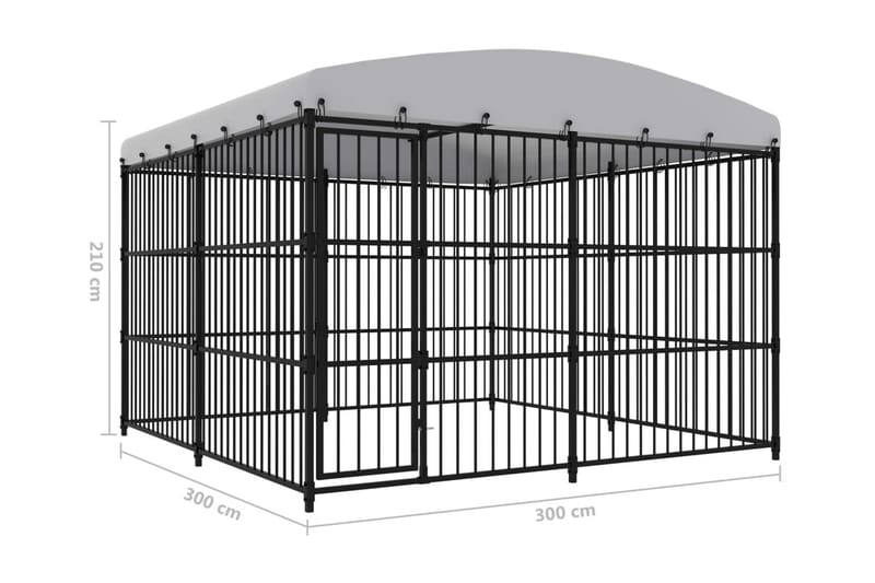 Hundgård för utomhusbruk med tak 300x300x210 cm - Svart - Hundmöbler - Hundkoja & hundgård