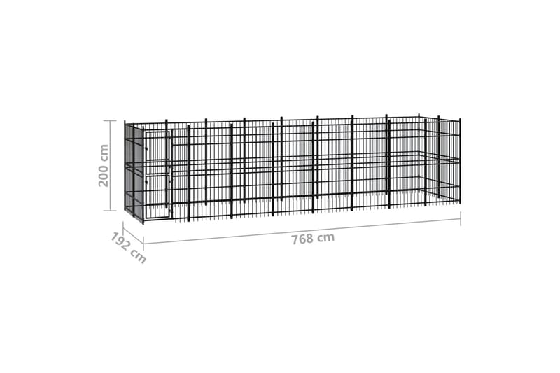 Hundgård för utomhusbruk stål 14,75 m² - Svart - Hundmöbler - Hundgrind & hundstaket - Hundkoja & hundgård