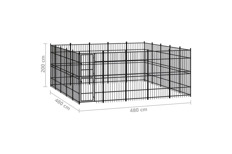 Hundgård för utomhusbruk stål 23,04 m² - Svart - Hundmöbler - Hundgrind & hundstaket - Hundkoja & hundgård