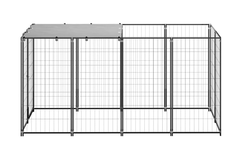 Hundgård svart 2,42 m² stål - Svart - Hundmöbler - Hundgrind & hundstaket - Hundkoja & hundgård