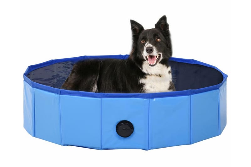 Hopfällbar hundpool blå 80x20 cm PVC - Hundleksak & gosedjur hund